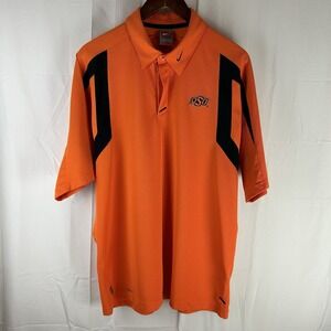 Oklahoma State Cowboys Nike Fit Dry Team Short Sleeve Polo Orange Large Y2K